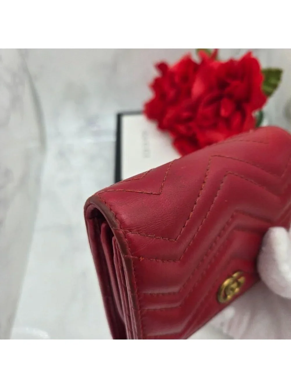 Gucci Fold Wallet GG Marmont Quilted - Picture 4 of 14